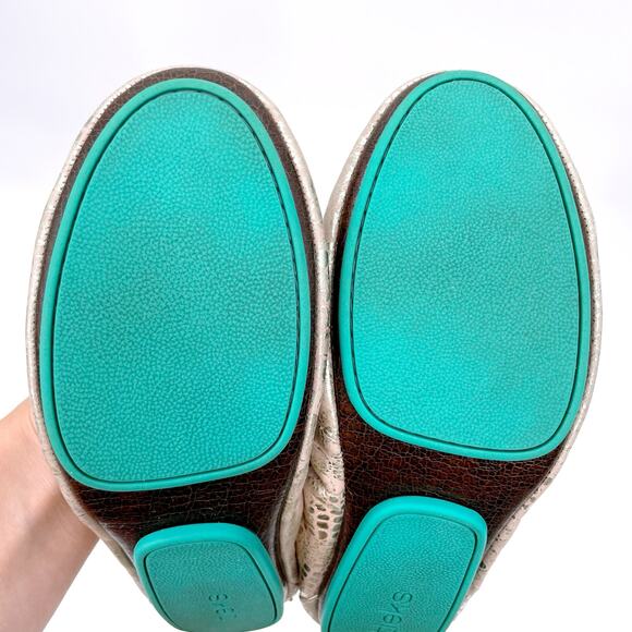 Tieks Romantic Blush Leather Ballet Flats Rose Gold Snakeskin Shiny Metallic 6 - Picture 7 of 16